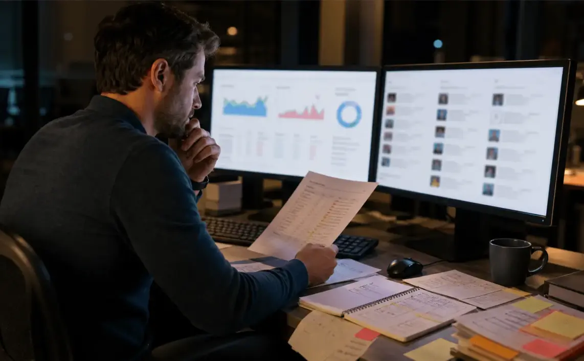Photoreal editorial image about an SEO team responding to a Google spam update