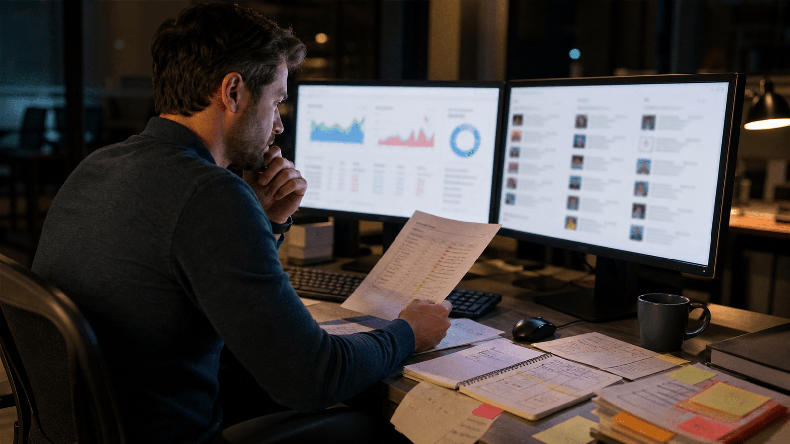 Photoreal editorial image about an SEO team responding to a Google spam update
