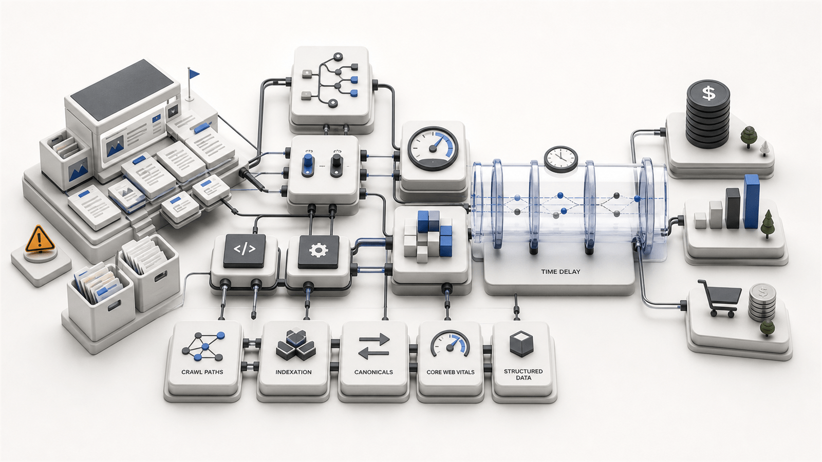Technical SEO ROI infrastructure measurement diagram