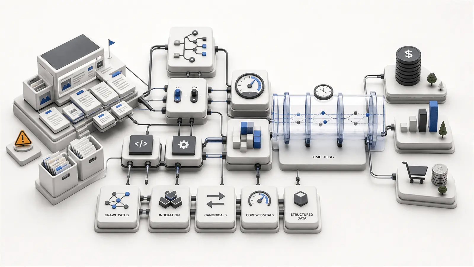 Technical SEO ROI infrastructure measurement diagram