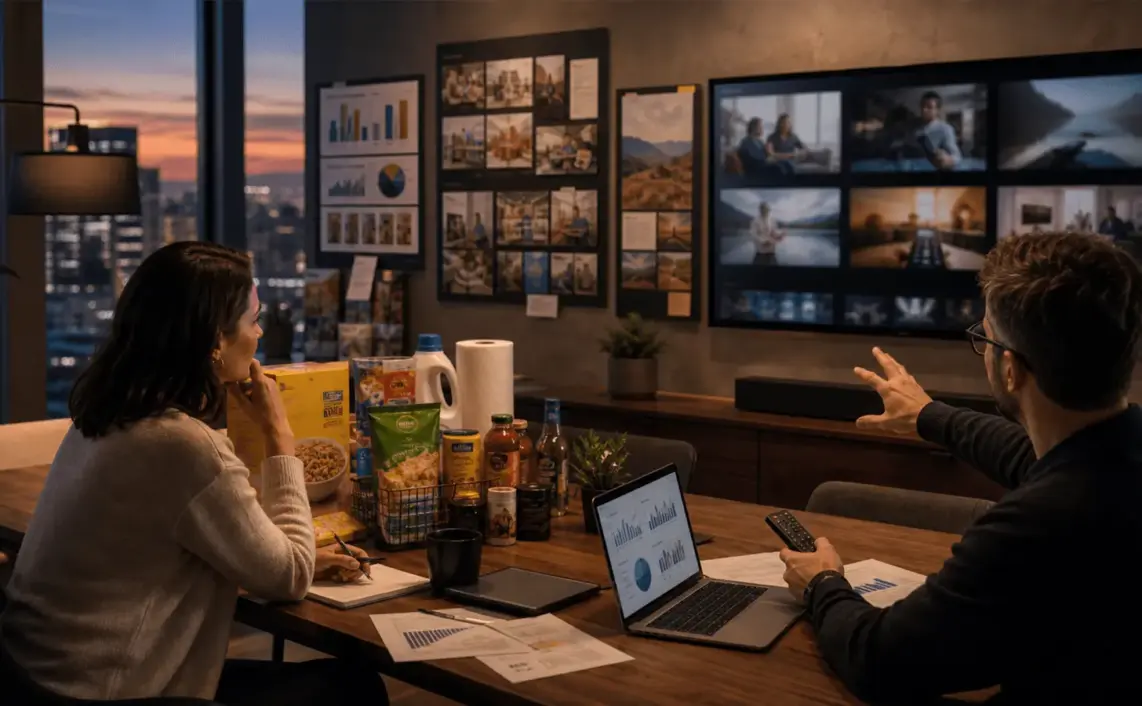 Photoreal editorial image about Walmart and Vibe making connected TV feel like performance media