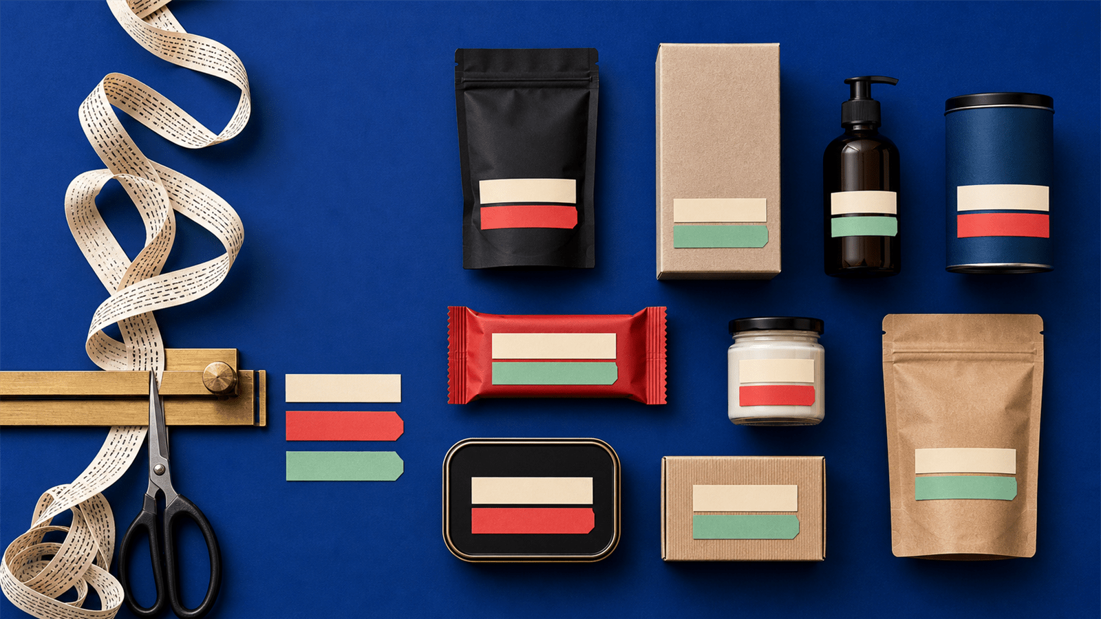 An editorial product label system separates a concise item name from a second strip of comparison attributes.