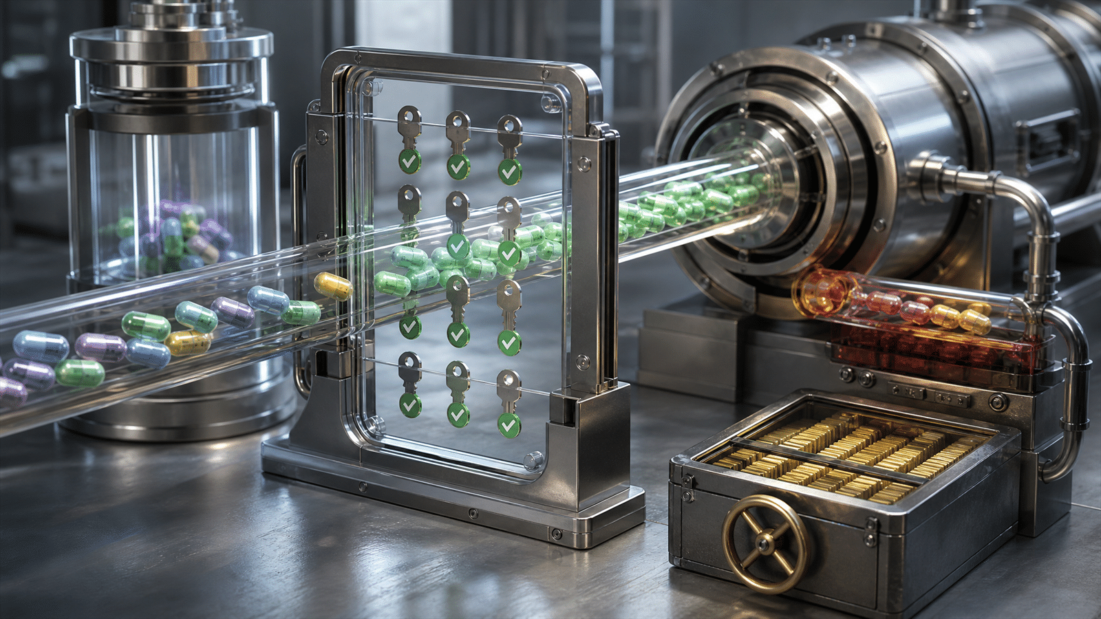 A data-quality gate with approved domain keys, event capsules and a guarded analytics pipeline for hostname filter testing.