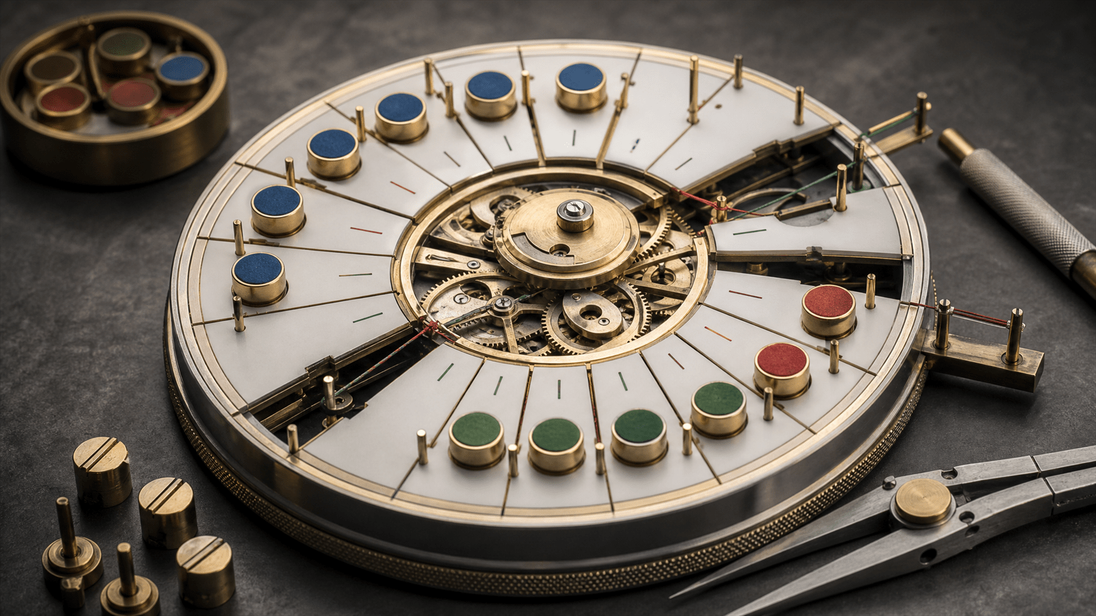 A mechanical weekly timewheel routes auction tokens through conversion-lag threads and eligibility gates before any Google Ads hours are closed.